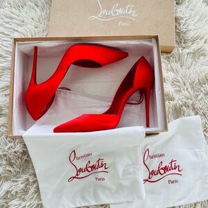 Gorgeous red satin Iriza 100 Louboutin pumps